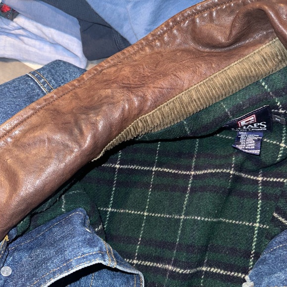 VTG Men's Chaps Ralph Lauren Blue Denim Jacket Leather Collar Flannel Lined sz M - Picture 6 of 6